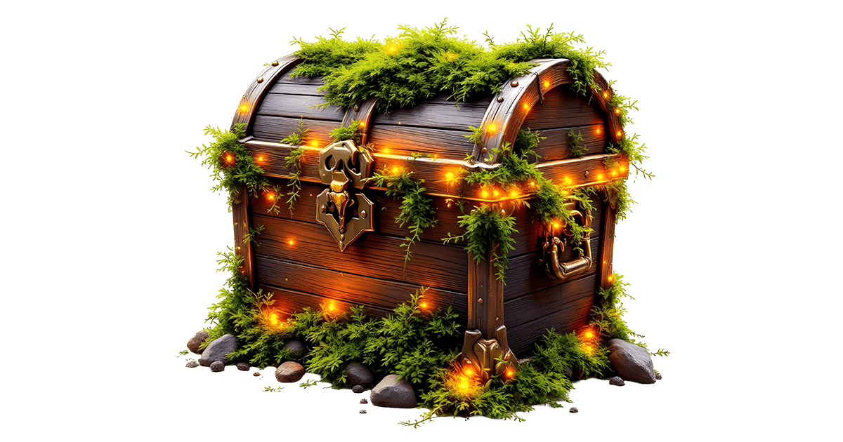 Treasure chest glowing with gold